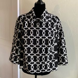 INC BLACK & WHITE CHAIN LINK PEA COAT SIZE MEDIUM